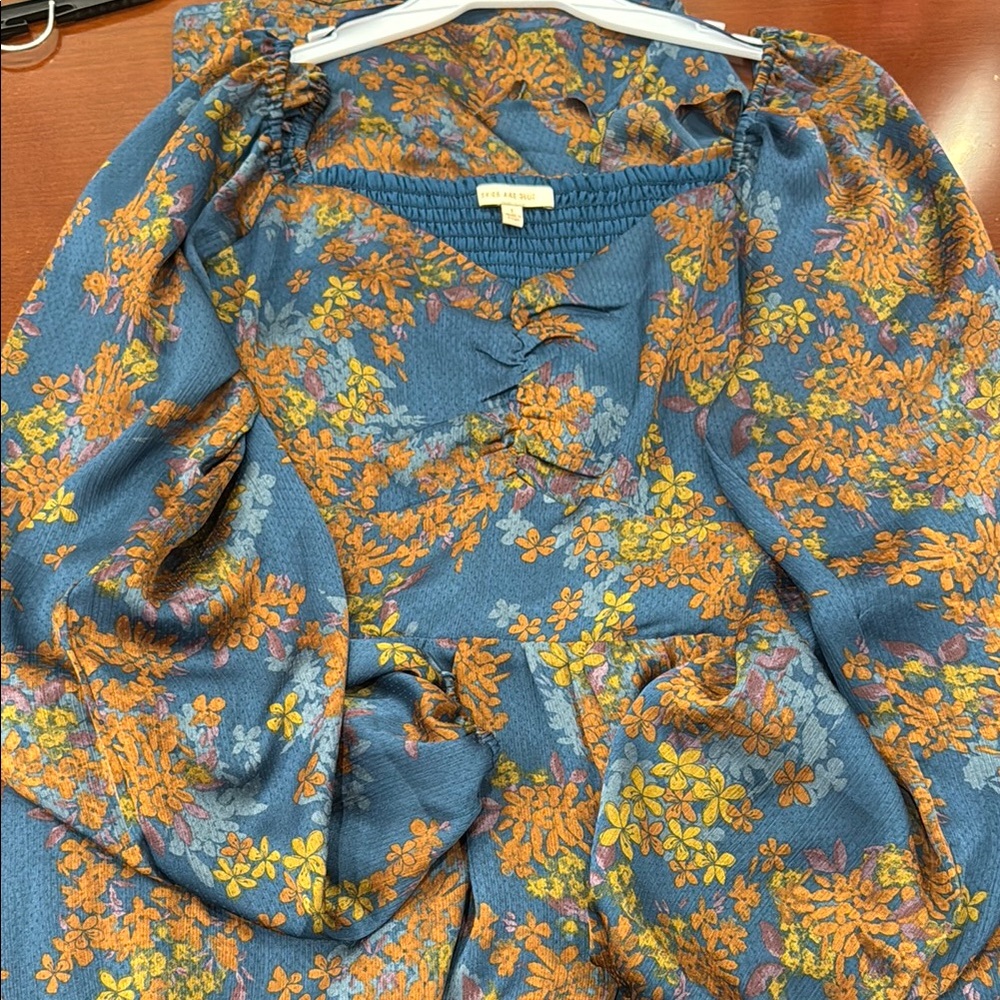 Floral Blue and Orange Dress